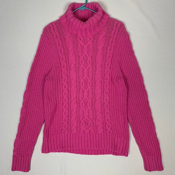 LRL Lauren Ralph Lauren Jeans Co Pink Cable Knit Turtleneck Sweater - Picture 1 of 15